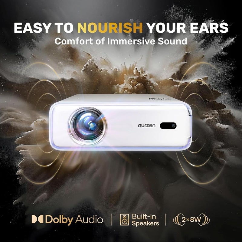 Aurzen EAZZE D1 Smart Projector with WiFi and Bluetooth, Netflix-Officially-Licensed, Auto Focus & Keystone, DoIby Audio, Native 1080P Movie, Portable Outdoor Mini Projector, White - Image 5